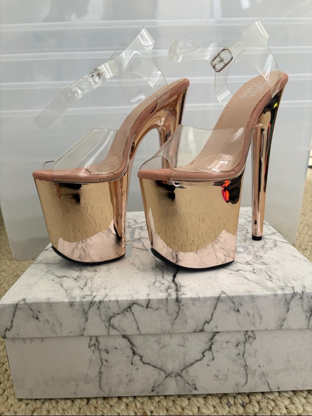 Hella Heels Sienna Classic Stiletto - Rose Gold - 8 INCH size 5